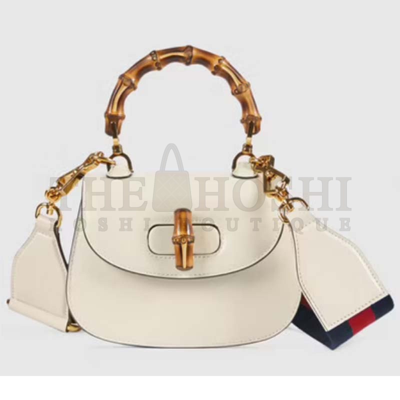 Gvc*1 Women Bamboo 1947 Mini Top Handle Bag White Leather Bamboo Hardware Master Quality