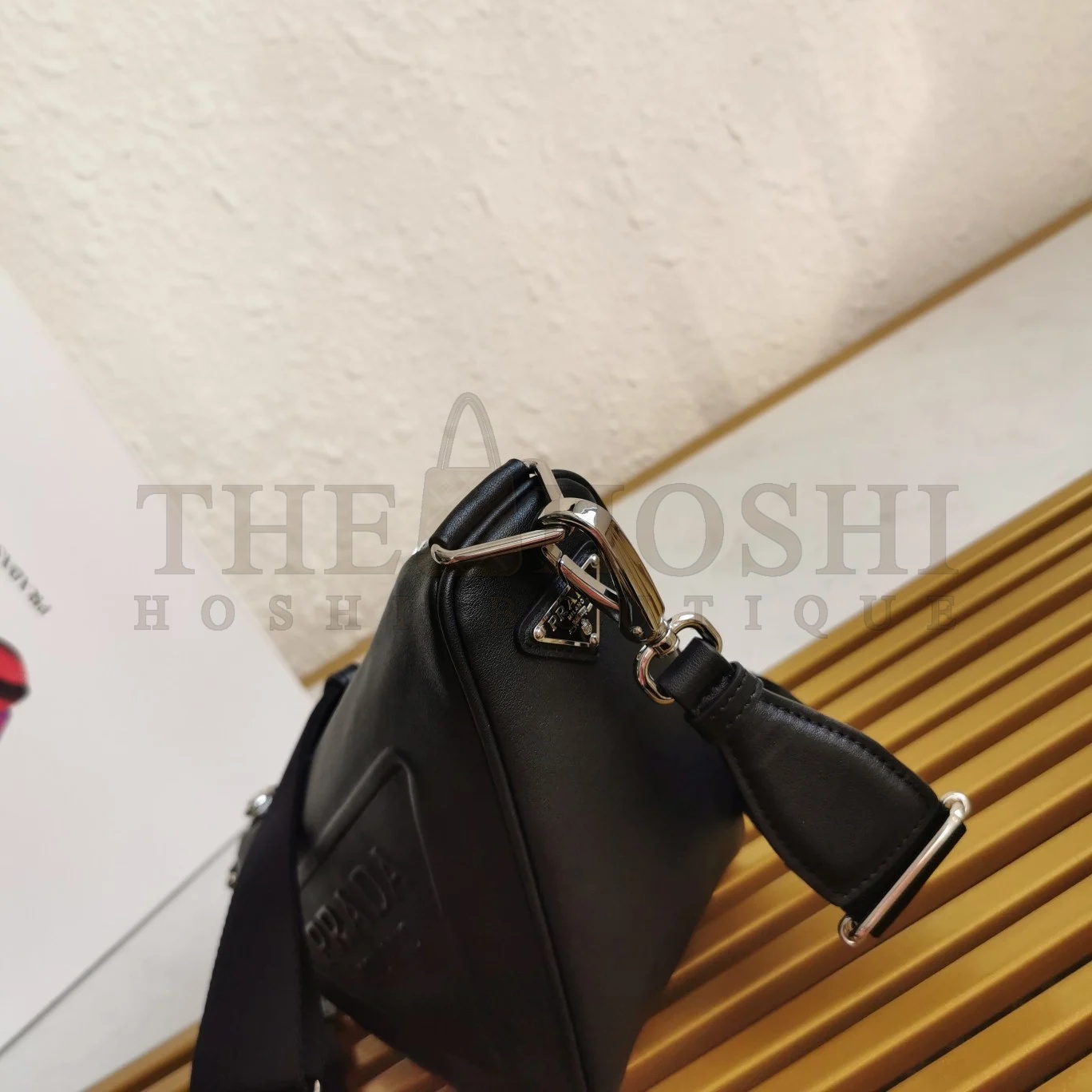 Pra*a Triangle Shoulder Bag In Black Calfskin Master Quality