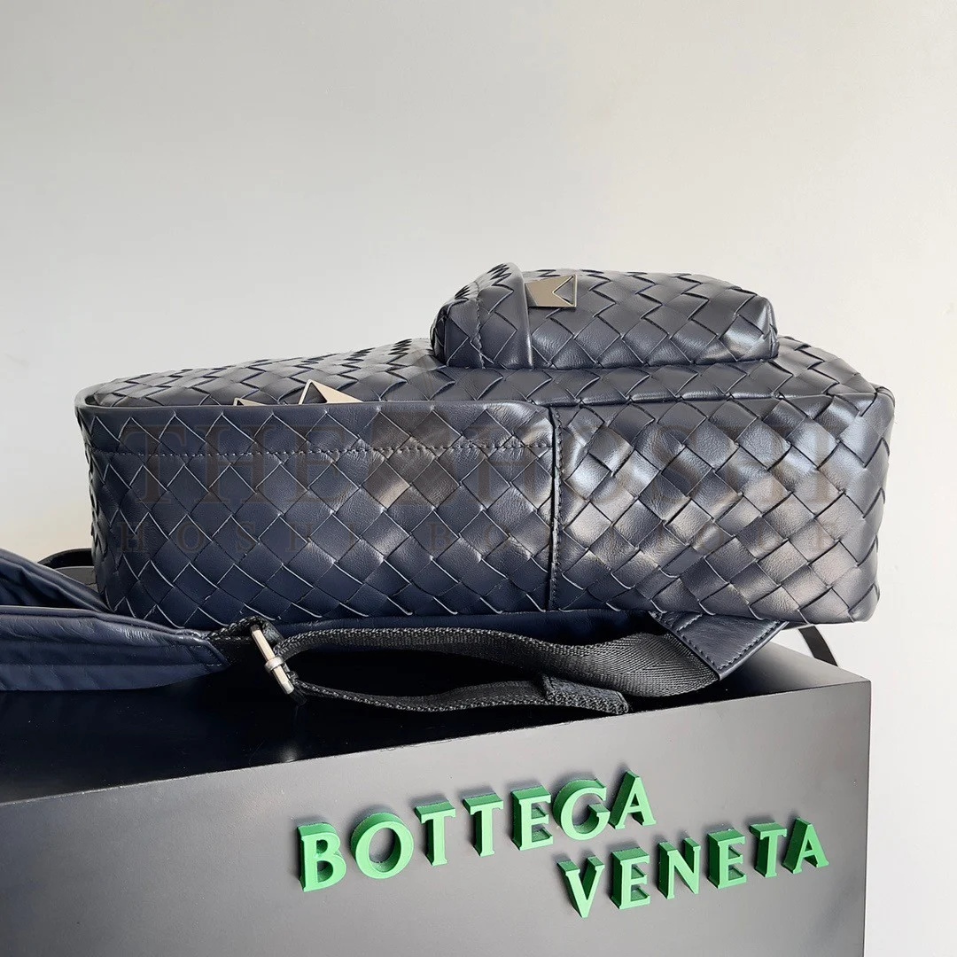 B0tt*ga Ven*ta Small Backpack In Dark Blue Intrecciato Calfskin Master Quality