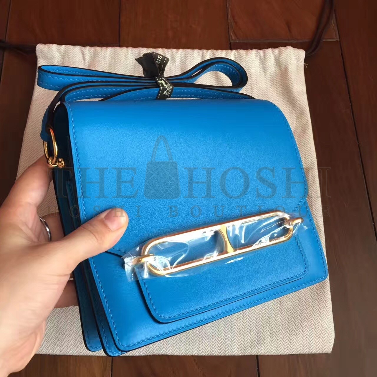 H**me5 Mini Sac Roulis Bag In Blue Hydra Swift Leather Master Quality