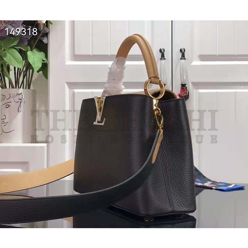 L0vis Vvtt0n LV Women Capucines MM Handbag Black Gold Arizona Taurillon Leather Master Quality