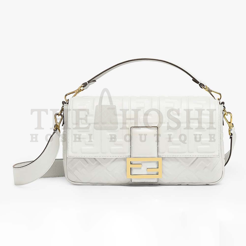 F**di Women Iconic Large Baguette Leather Bag-White Master Quality