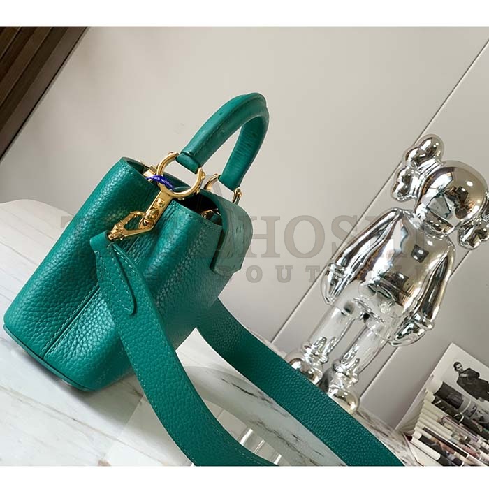 L0vis Vvtt0n LV Women Capucines Mini Handbag Emerald Green Mint Taurillon Master Quality