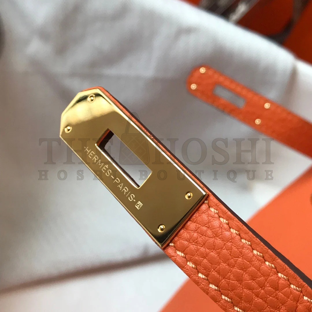 H**me5 Kelly 25cm Retourne Bag in Orange Clemence Leather GHW Master Quality