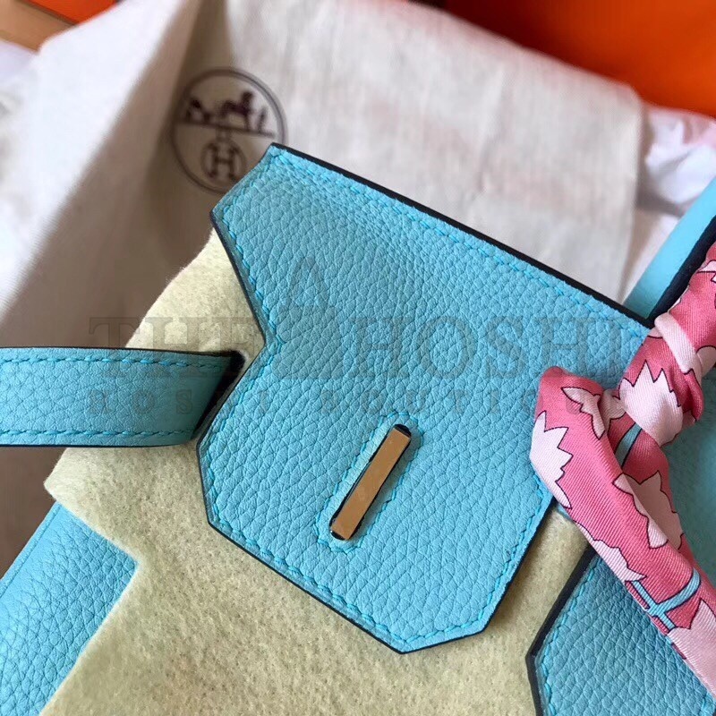 H**me5 Blue Atoll Birkin 30cm Clemence Handmade Bag Master Quality