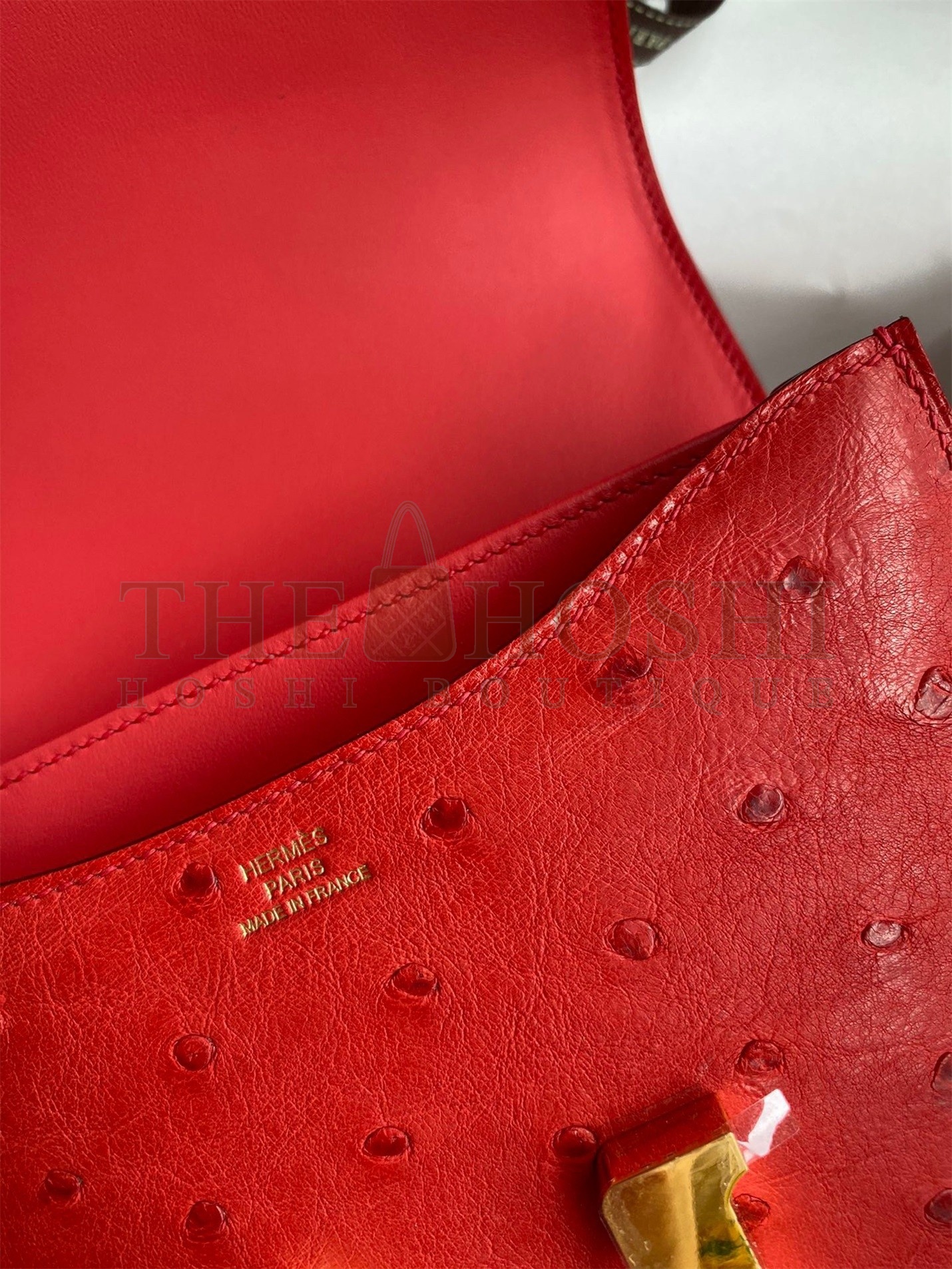 H**me5 Constance 18 Handmade Bag In Red Ostrich Leather Master Quality