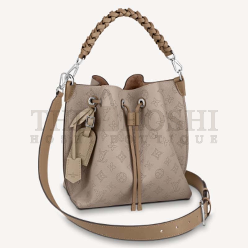 L0vis Vvtt0n LV Women Muria Bucket Bag Galet Gray Mahina Perforated Calf Leather Master Quality