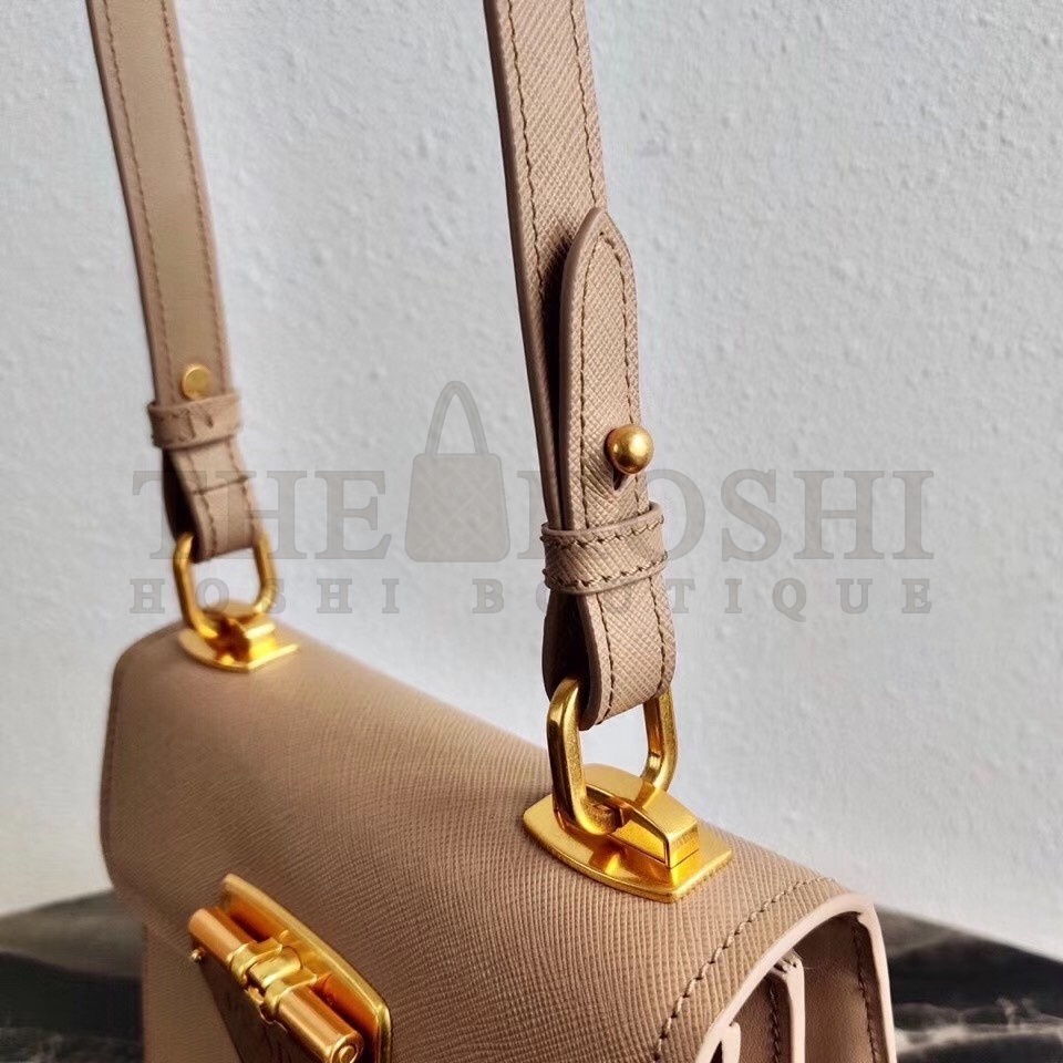 Pra*a Symbole Shoulder Bag In Beige Saffiano Leather Master Quality