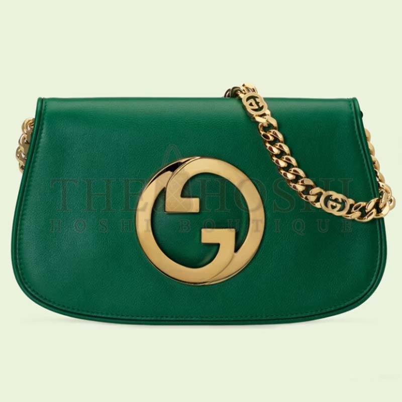 Gvc*1 Women GG Blondie Shoulder Bag Emerald Green Leather Round Interlocking G Master Quality