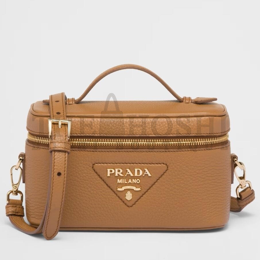 Pra*a Mini Vanity Bag in Brown Grained Leather Master Quality