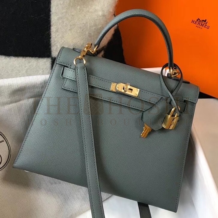 H**me5 Vert Amande Epsom Kelly 25cm Sellier Bag GHW Master Quality