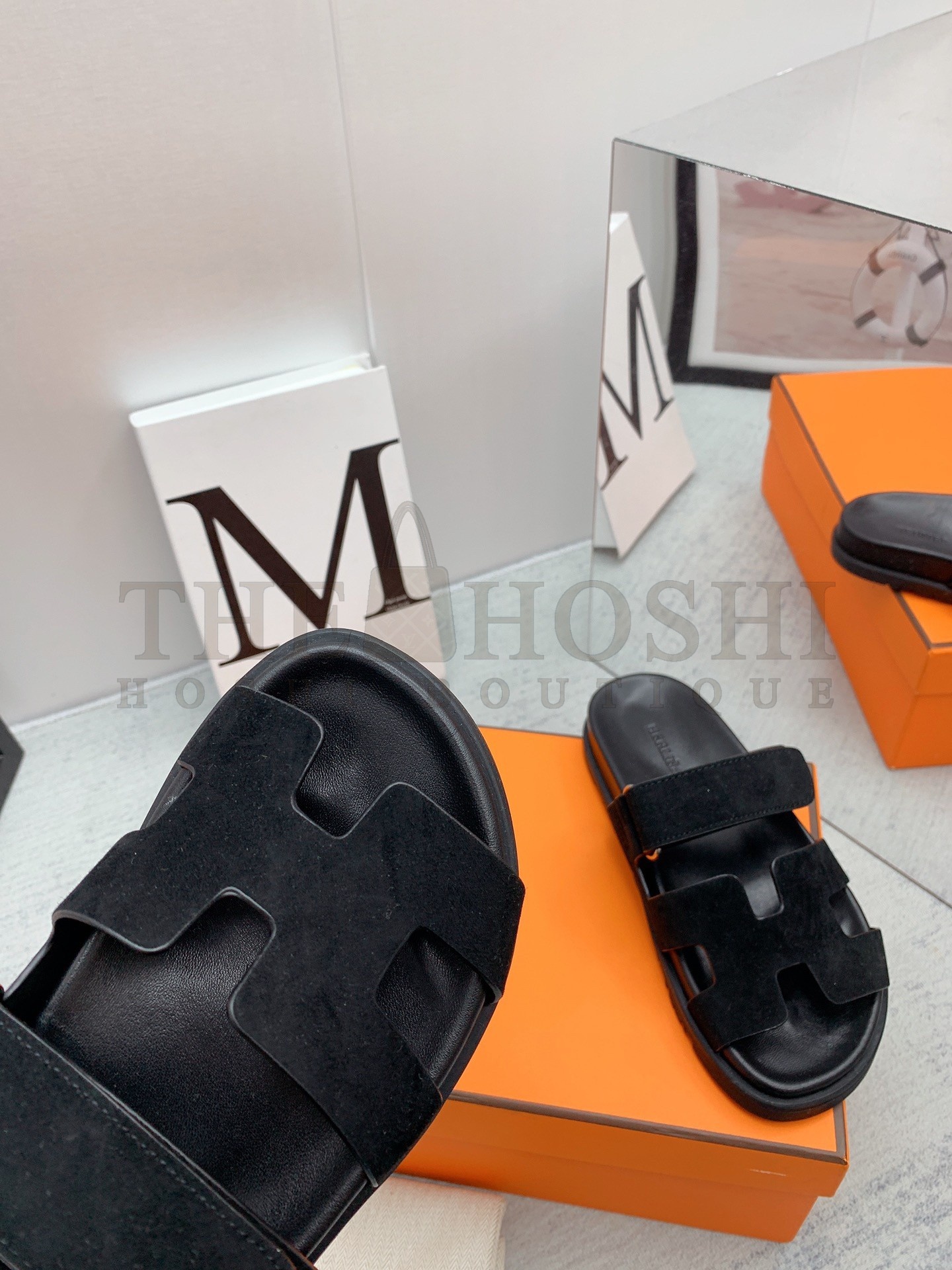 H**me5 Chypre Sandals in Black Suede Calfskin Master Quality