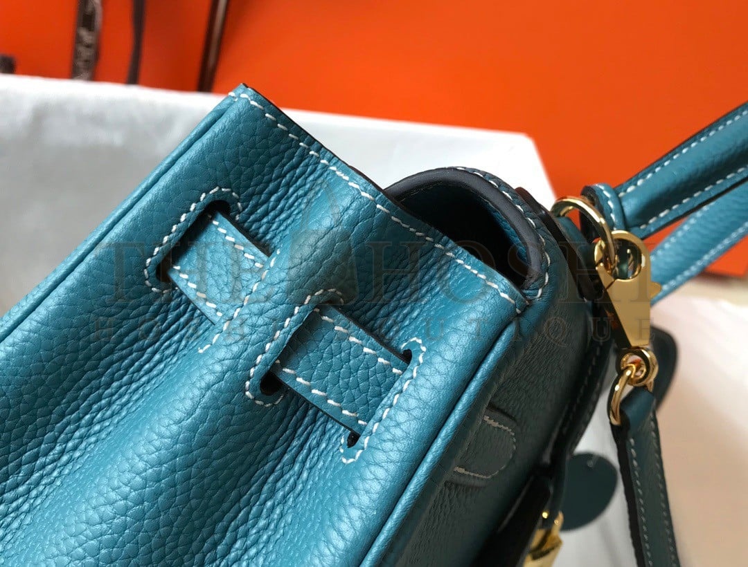 H**me5 Kelly 28cm Retourne Bag in Blue Jean Clemence Leather GHW Master Quality