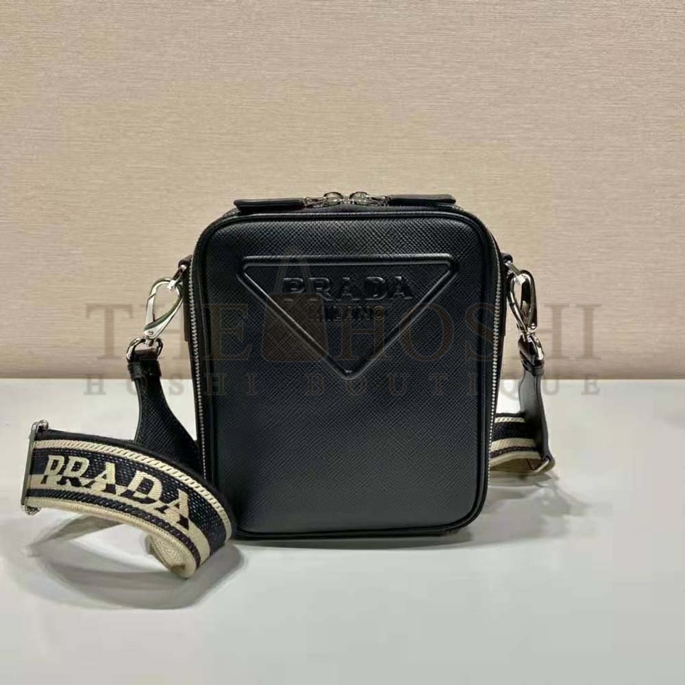 Pra*a Women Saffiano Leather Shoulder Bag-Black Master Quality