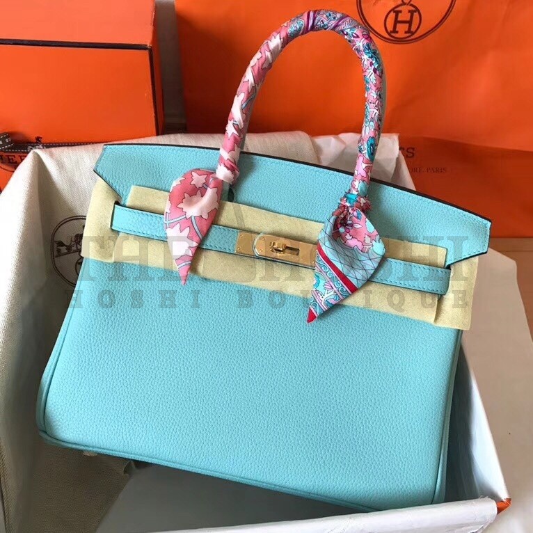 H**me5 Blue Atoll Birkin 30cm Clemence Handmade Bag Master Quality