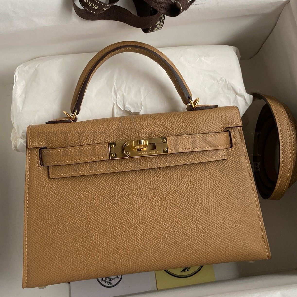 H**me5 Kelly Mini II Sellier Handmade Bag In Chai Epsom Calfskin Master Quality
