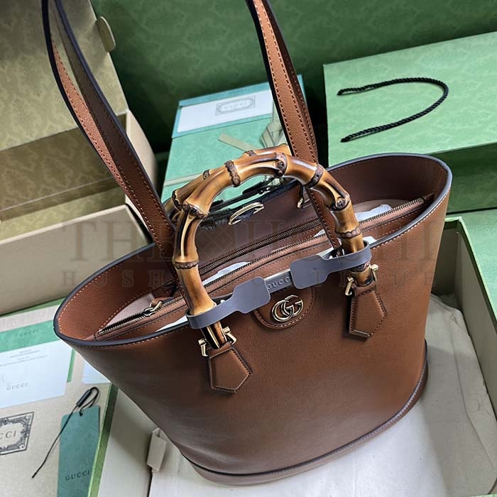 Gvc*1 Women Gvc*1 Diana Medium Tote Bag Double G Cuir Leather Bamboo Handles Master Quality