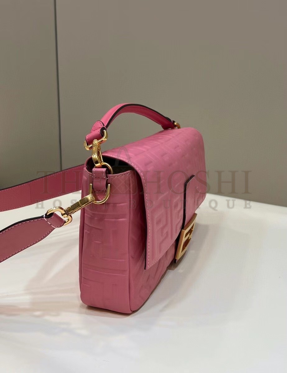 F**di Large Baguette Bag In Pink FF Nappa Leather Master Quality