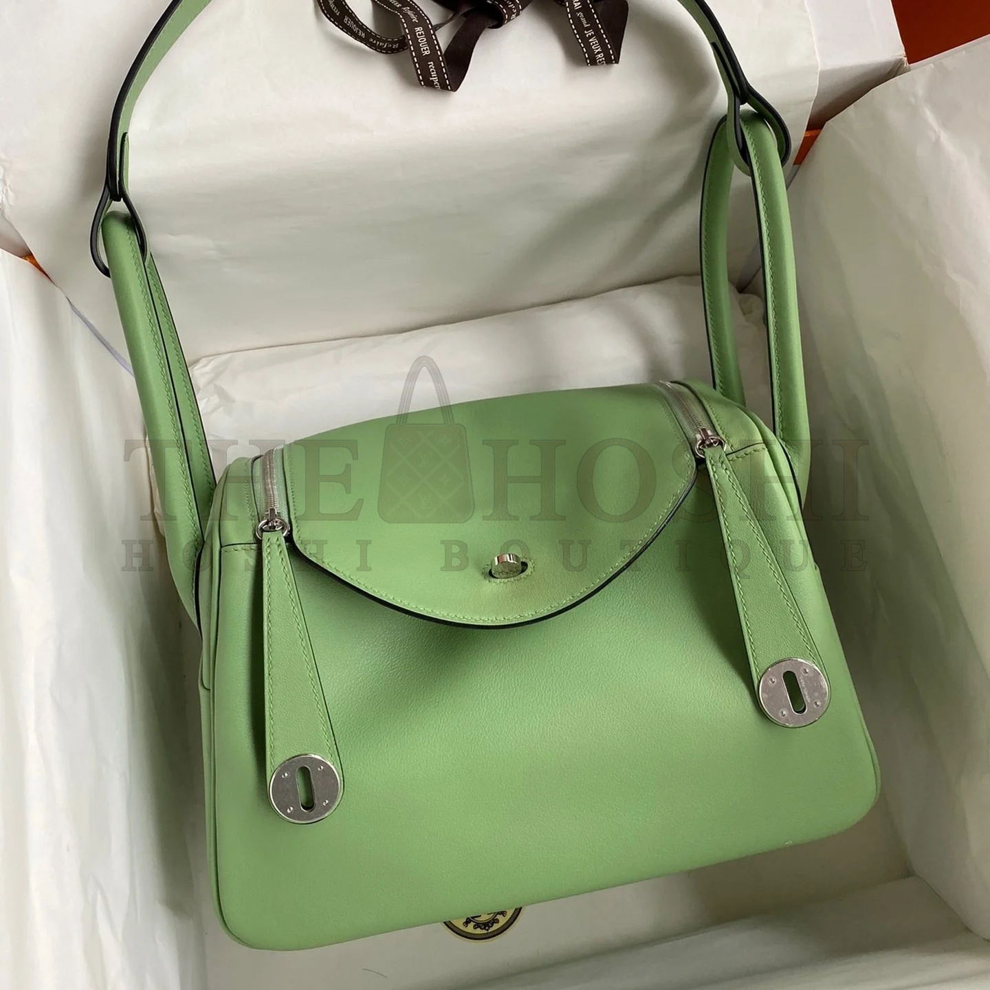 H**me5 Lindy 26 Handmade Bag In Vert Cypres Swift Calfskin Master Quality