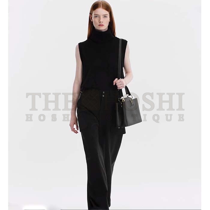 L0vis Vvtt0n LV Women Capucines MM Handbag Black Taurillon Cowhide Leather Master Quality