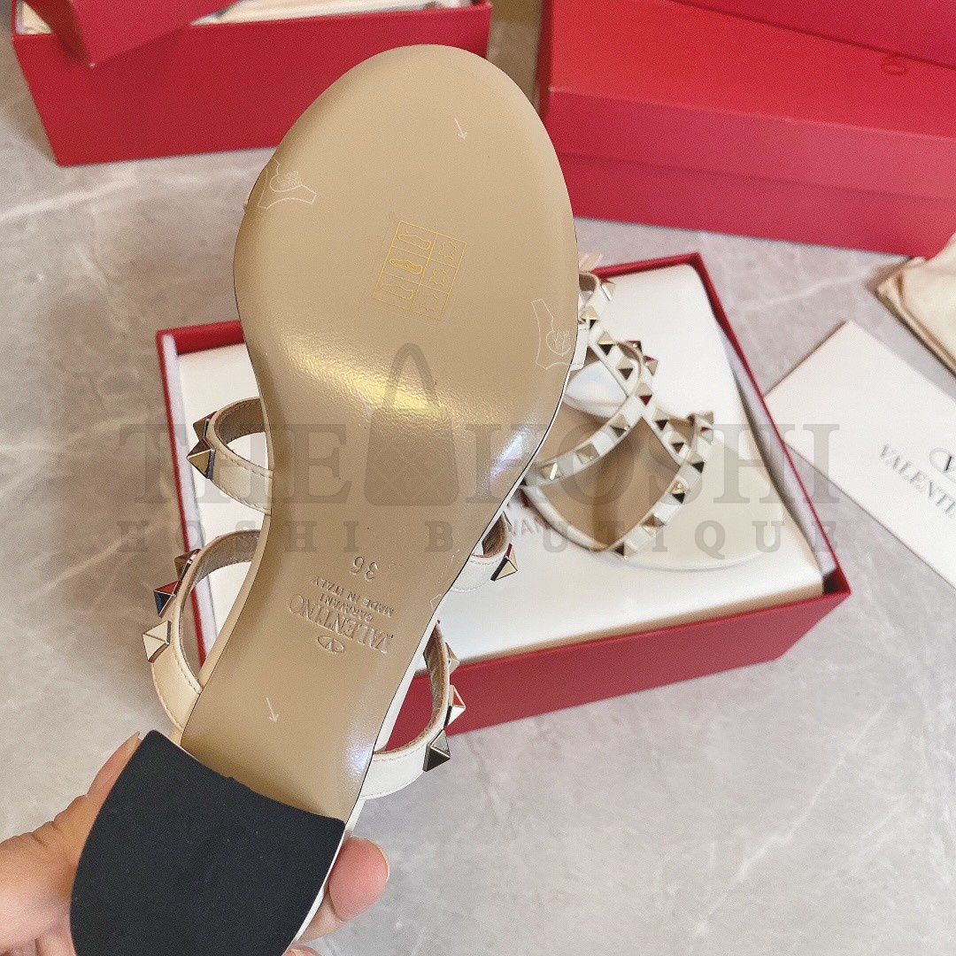 Va1e*ntin0 Rockstud Slide Sandals 60mm In White Calfskin Master Quality