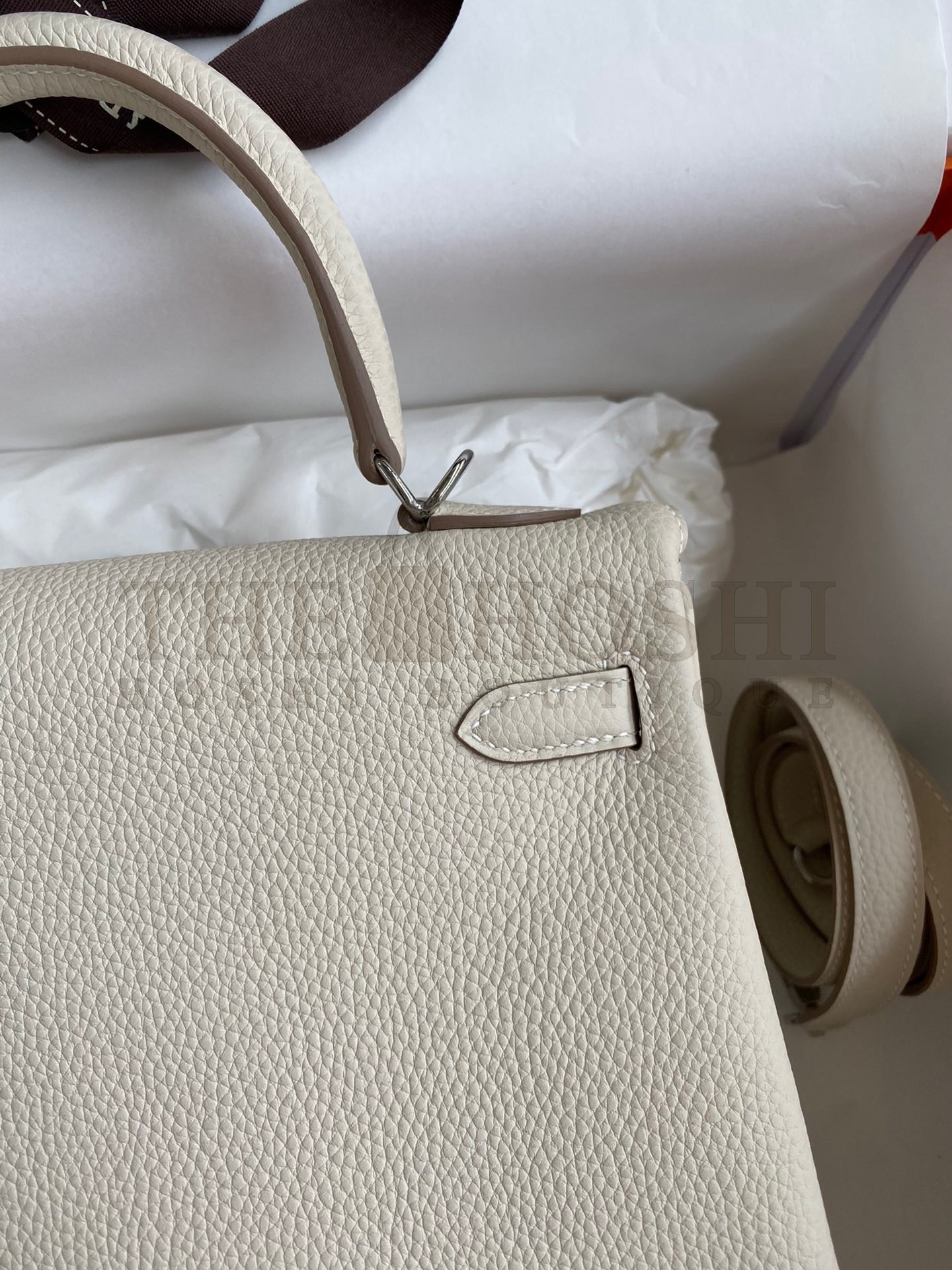 H**me5 Kelly Retourne 25 Handmade Bag In Craie Clemence Leather Master Quality
