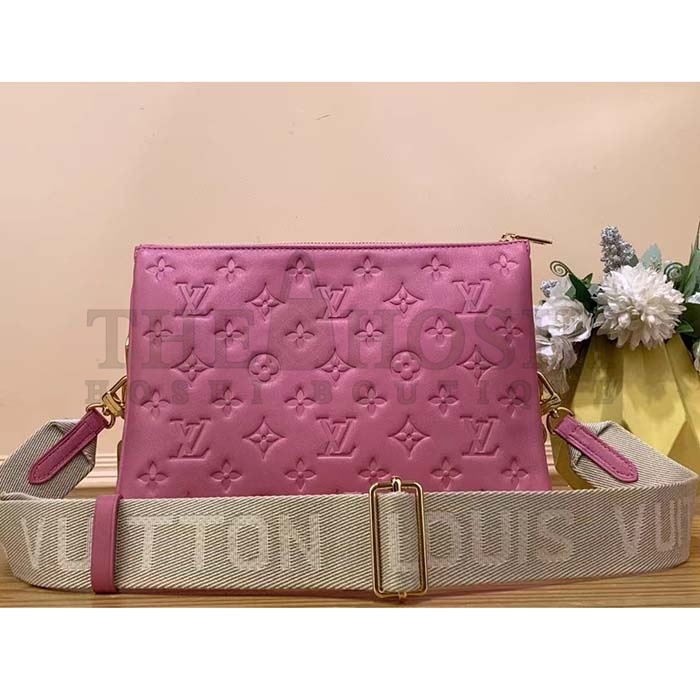 L0vis Vvtt0n LV Women Coussin PM Handbag Rose Bonbon Pink Lambskin Zip Closure Master Quality