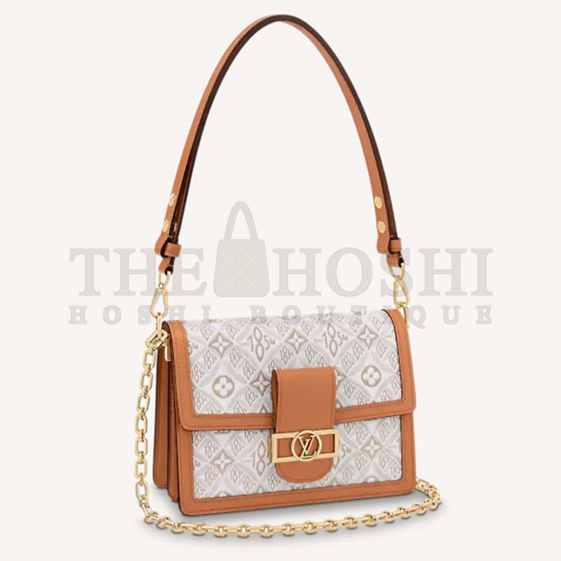 L0vis Vvtt0n LV Women Dauphine MM Handbag Ecru Caramel Since 1854 Jacquard Master Quality