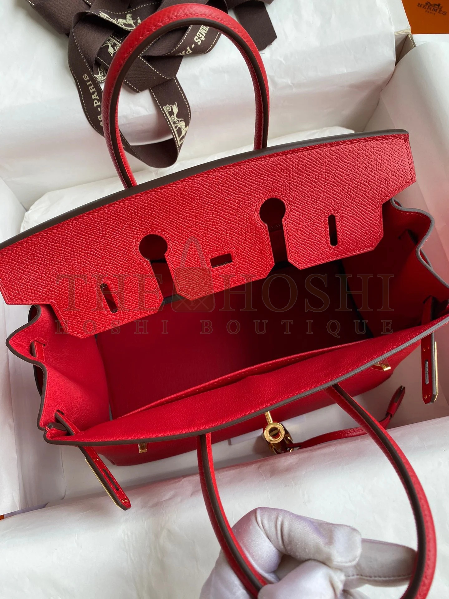 H**me5 Birkin 25 Retourne Handmade Bag In Red Epsom Calfskin Master Quality