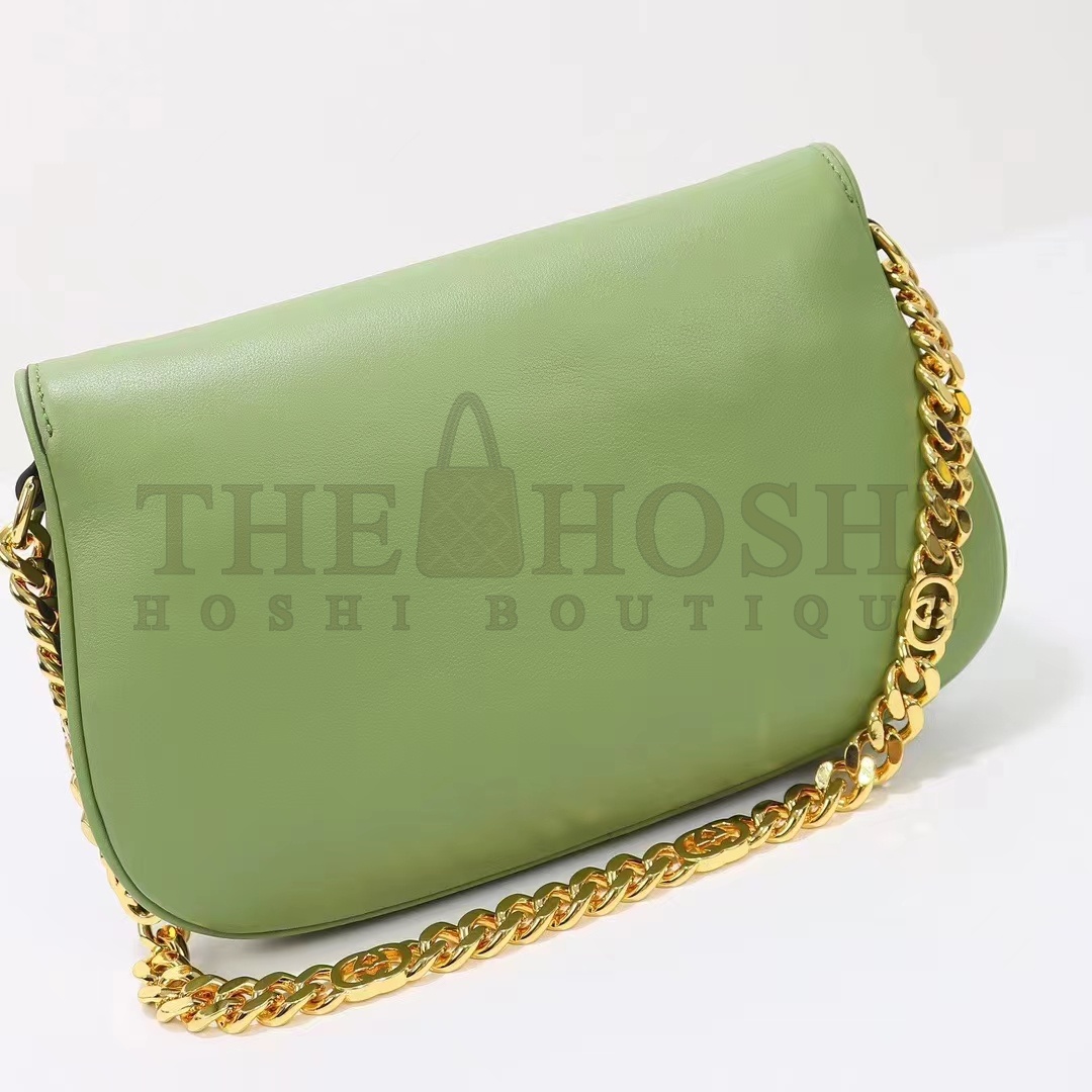 Gvc*1 Women GG Blondie Shoulder Bag Green Leather Round Interlocking G Master Quality