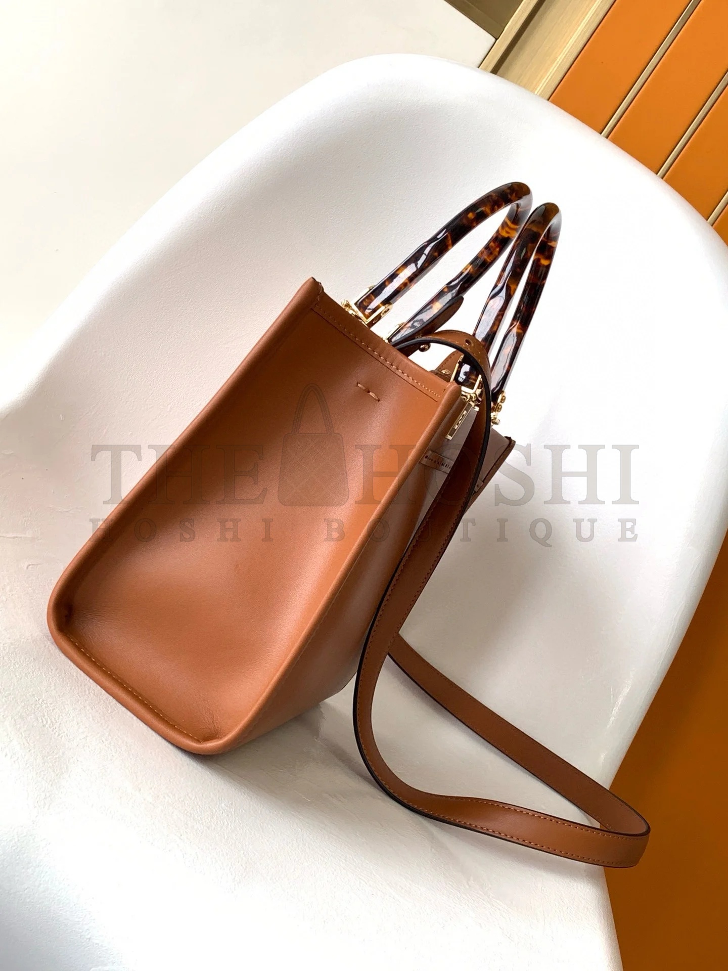 F**di Sunshine Small Tote Bag In Brown Calfskin Master Quality