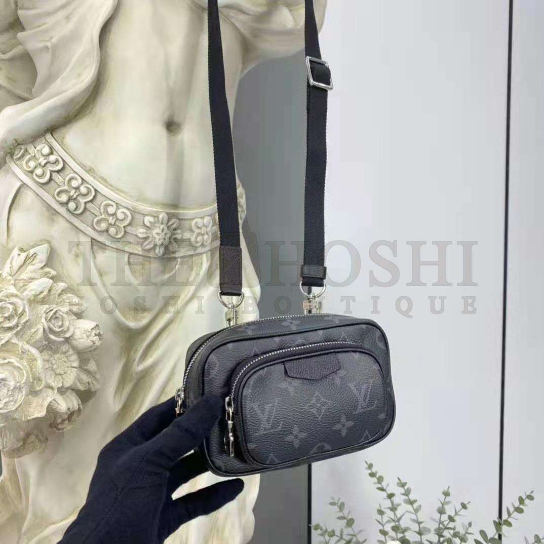 L0vis Vvtt0n LV Women Outdoor Pouch Taigarama Noir Black Coated Canvas Cowhide Leather Master Quality