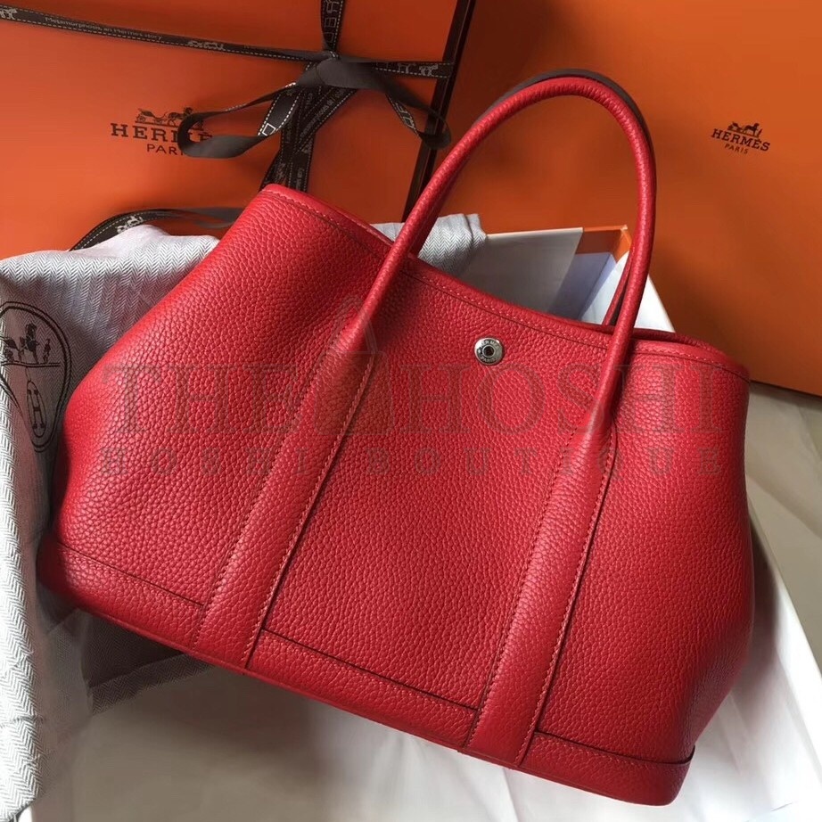 H**me5 Garden Party 36 Bag In Red Clemence Leather Master Quality