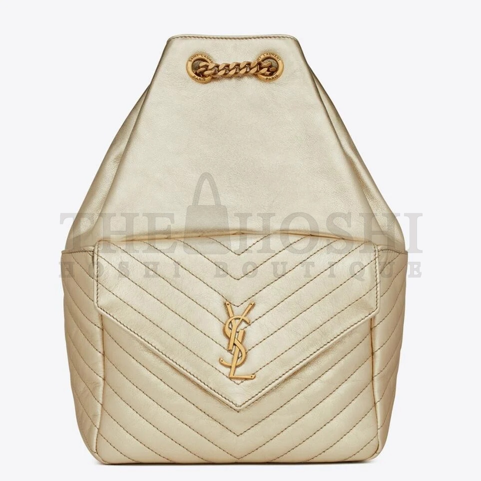 Sa1nt Lau*nt Joe Backpack In Gold Lame Leather Master Quality