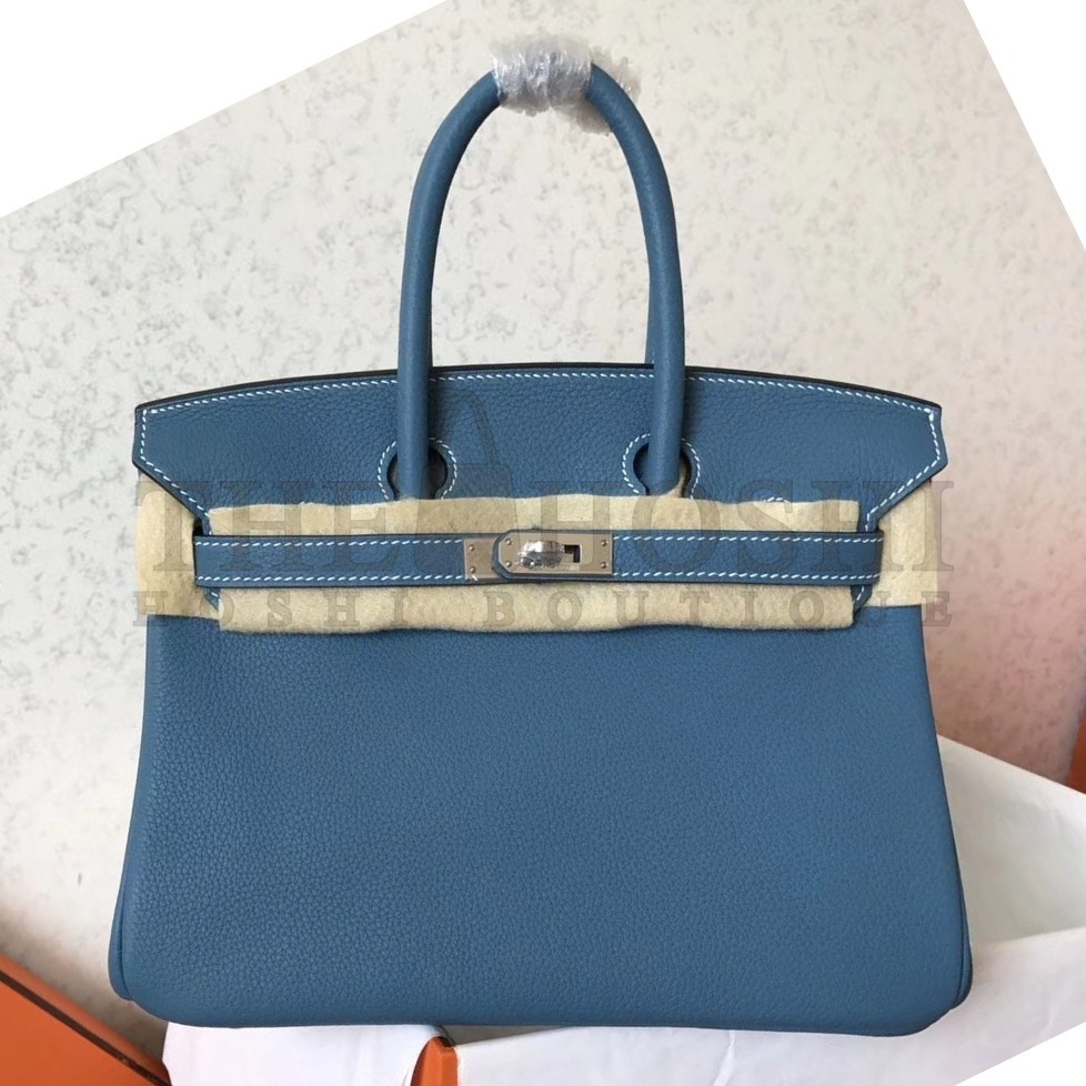 H**me5 Blue Jean Birkin 25cm Clemence Handmade Bag Master Quality