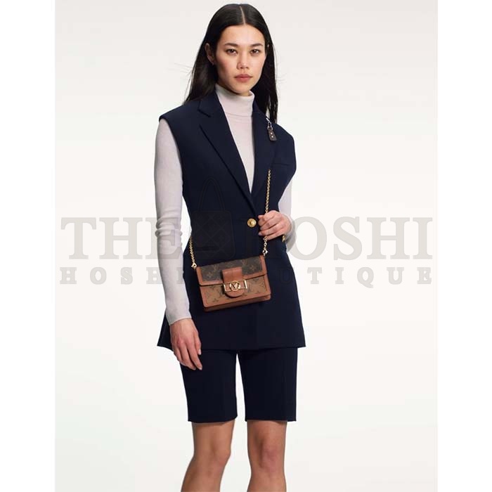 L0vis Vvtt0n LV Women Dauphine Chain Wallet Monogram Canvas-Brown Master Quality