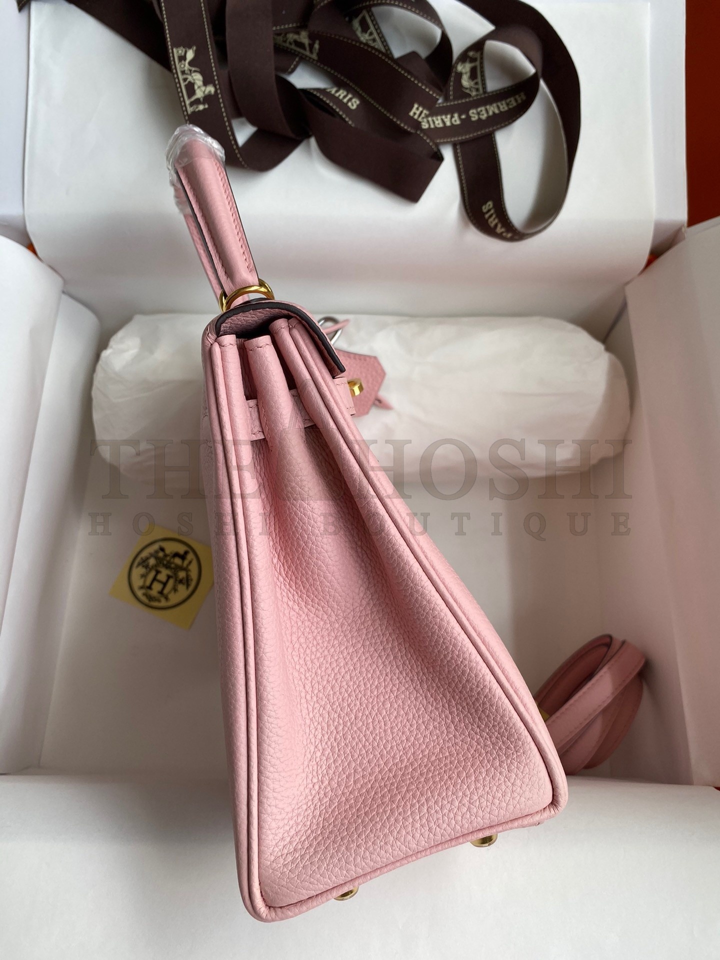 H**me5 Kelly Retourne 25 Handmade Bag In Rose Sakura Clemence Leather Master Quality