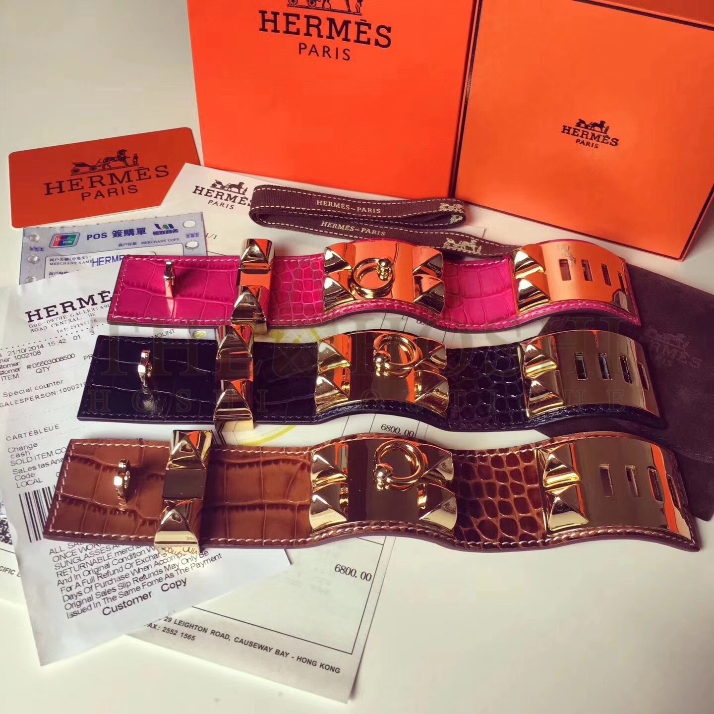 H**me5 Brown Alligator Collier de Chien Bracelet Size S Master Quality