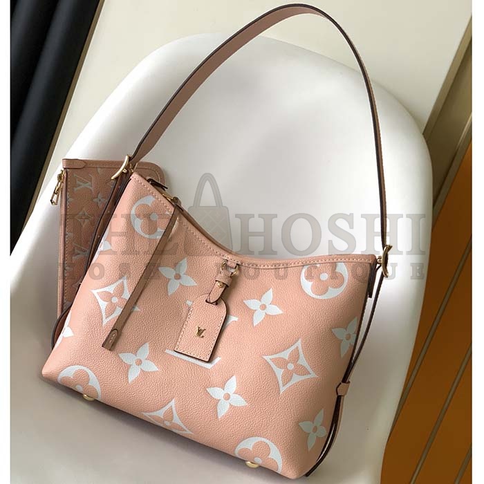 L0vis Vvtt0n LV Women CarryAll PM Bag Pink Beige Embossed S*pple Grained Cowhide Leather Master Quality
