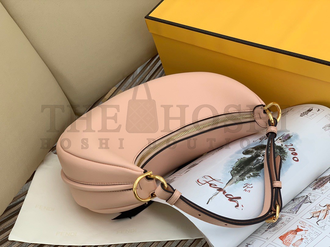 F**di F**digraphy Small Hobo Bag In Pink Leather Master Quality