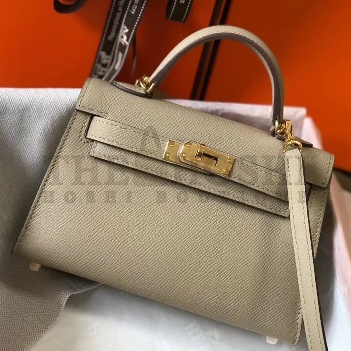 H**me5 Kelly Mini II Bag In Gris Tourterelle Epsom Leather Master Quality