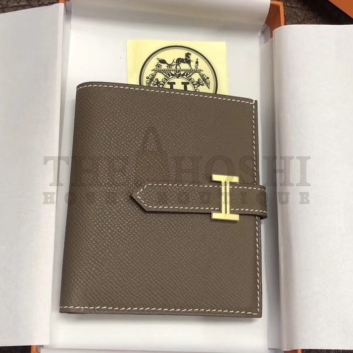 H**me5 Bearn Compact Wallet In Taupe Grey Epsom Leather Master Quality