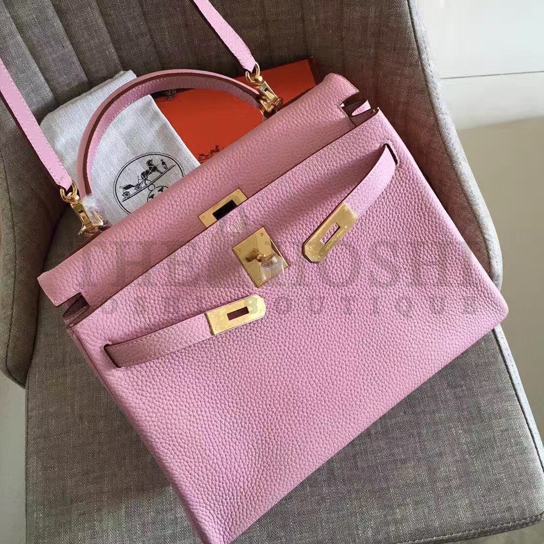 H**me5 Pink Clemence Kelly Retourne 32cm Handmade Bag Master Quality