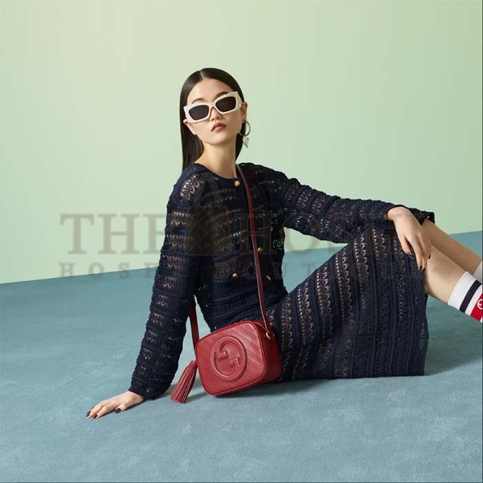 Gvc*1 Women GG Blondie Small Shoulder Bag Red Leather Round Interlocking G Master Quality