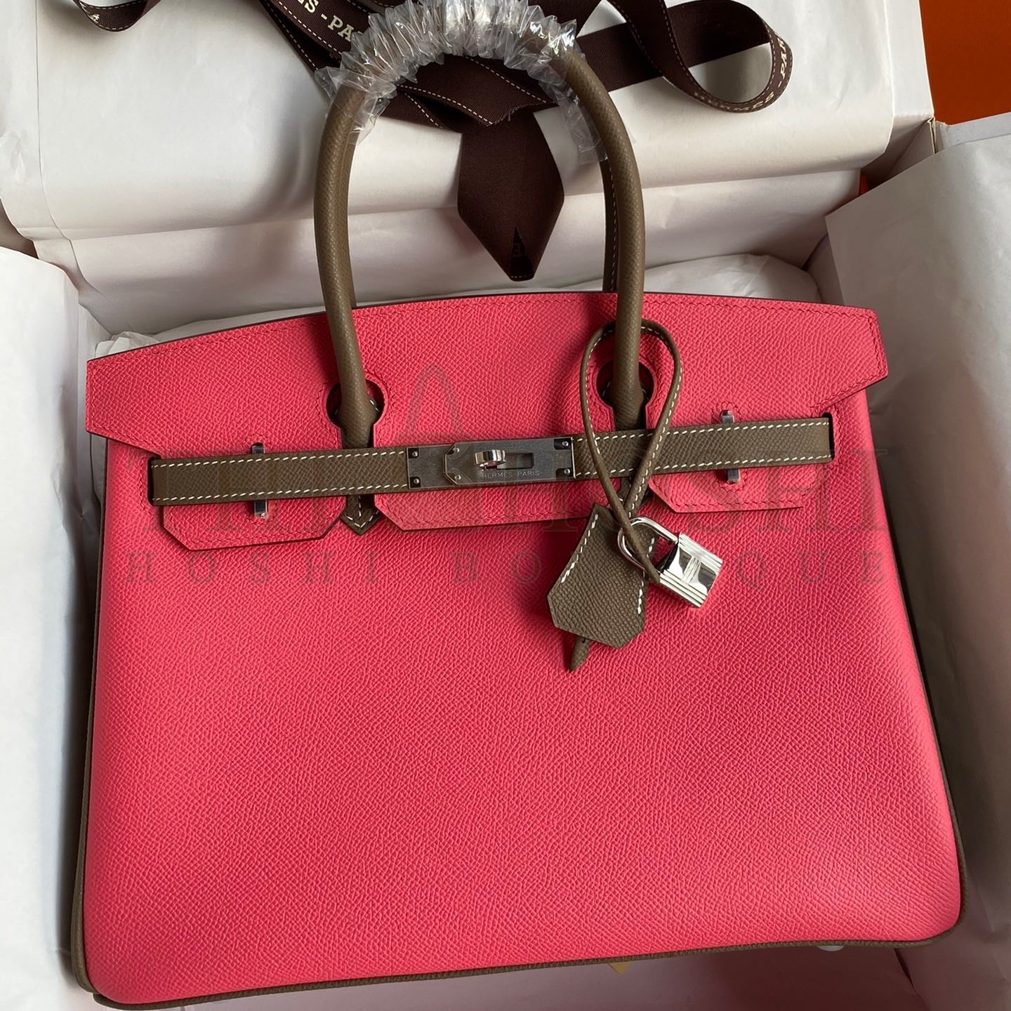 H**me5 HSS Birkin 30 Bicolor Bag in Rose Lipstick and Taupe Epsom Calfskin Master Quality