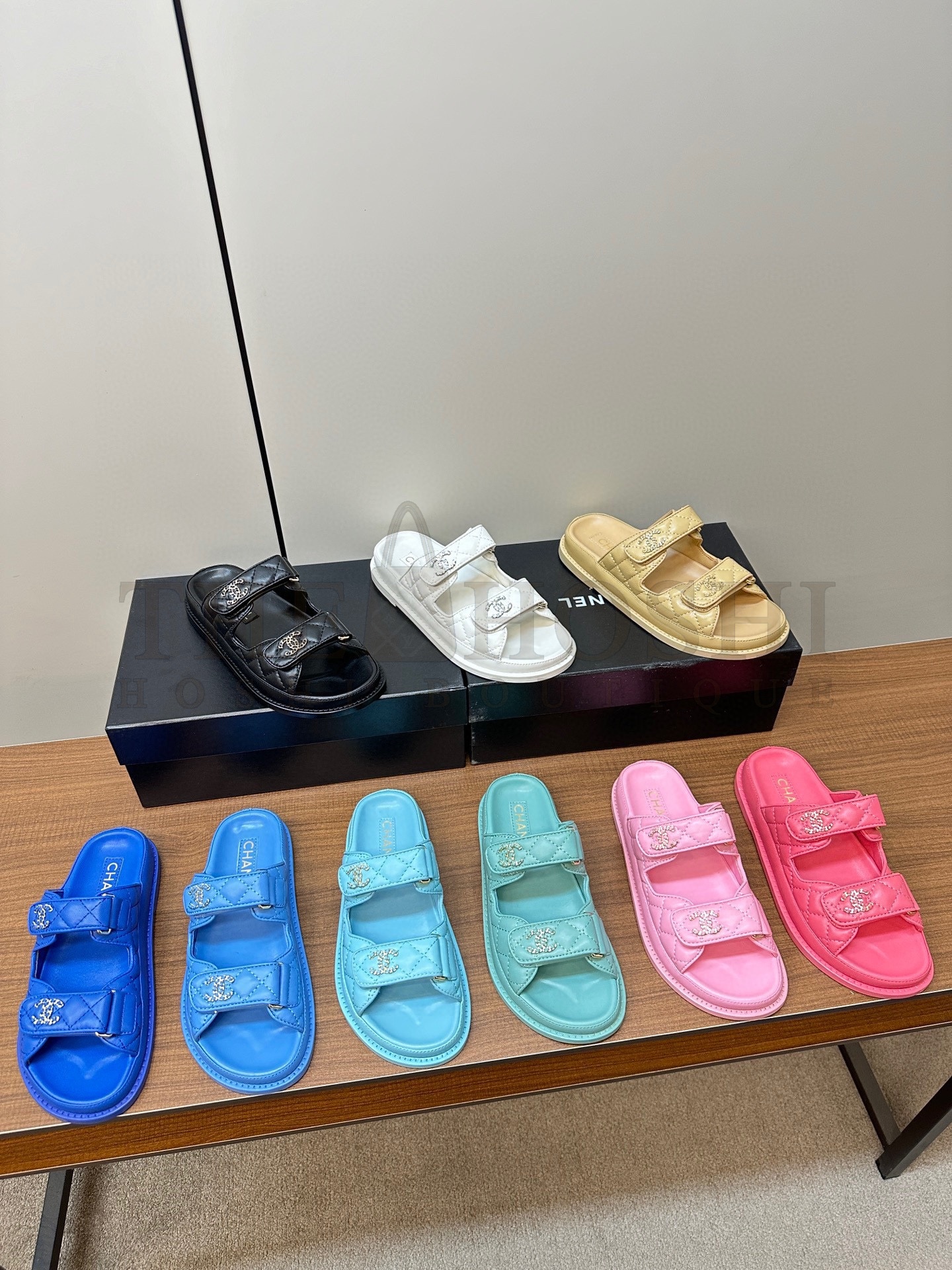 Ch**el Classic Velcro Dad Sandals real leather sole Master Quality