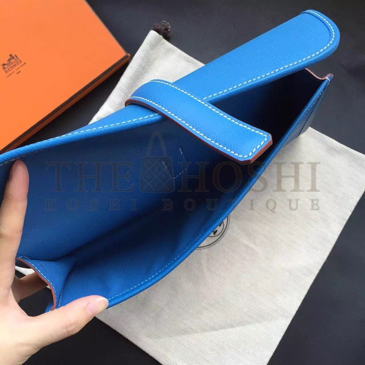 H**me5 Blue Epsom Jige Elan 29 Clutch Bag Master Quality