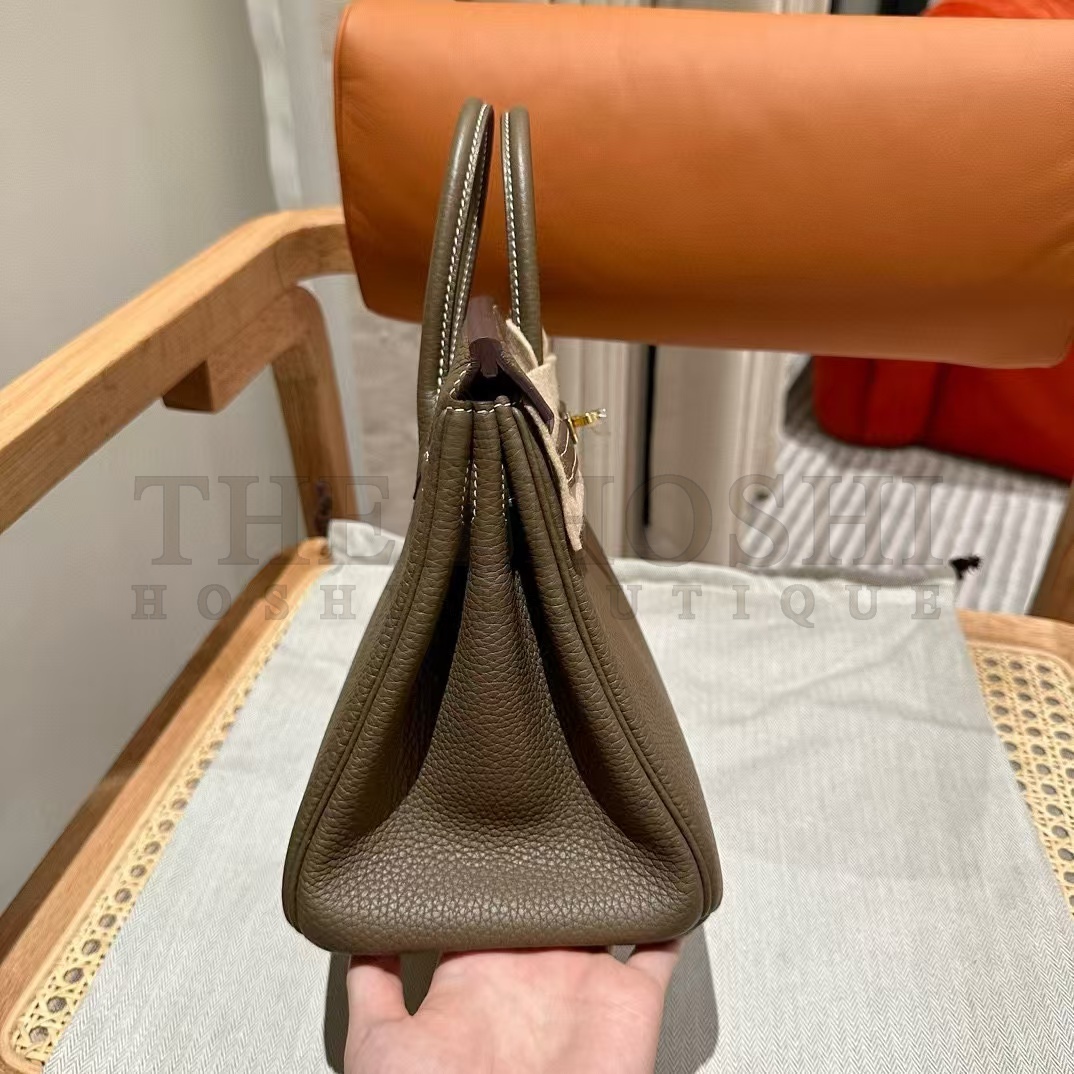 H**me5 Taupe Birkin 25cm Clemence Handmade Bag Master Quality