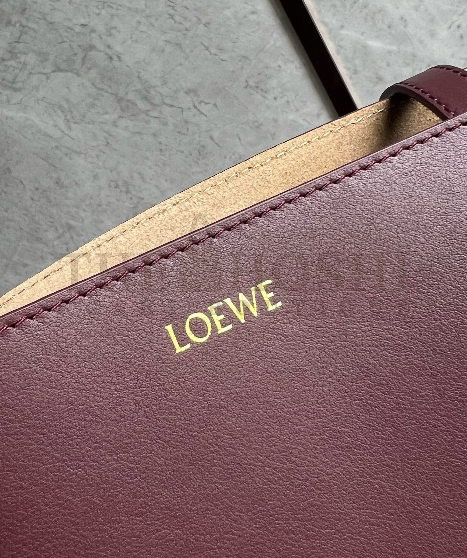 L0ew* Medium Puzzle Fold Tote Bag in Bordeaux Calfskin Master Quality