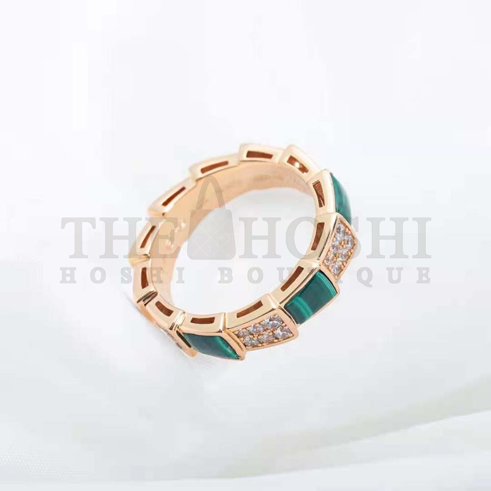 Bv1g*ai Women Serpenti Viper Band Ring in 18 KT Rose Gold-Green Master Quality